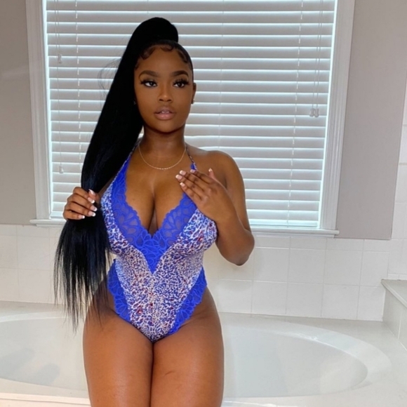 Savage X Fenty Blue Cyber Cafe Teddy & Stocking - Picture 9 of 16